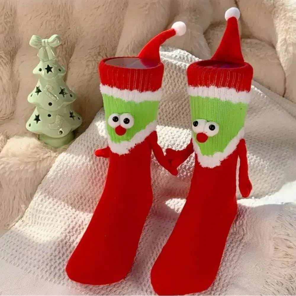 Pair of Festive Hand-Holding Socks for Women